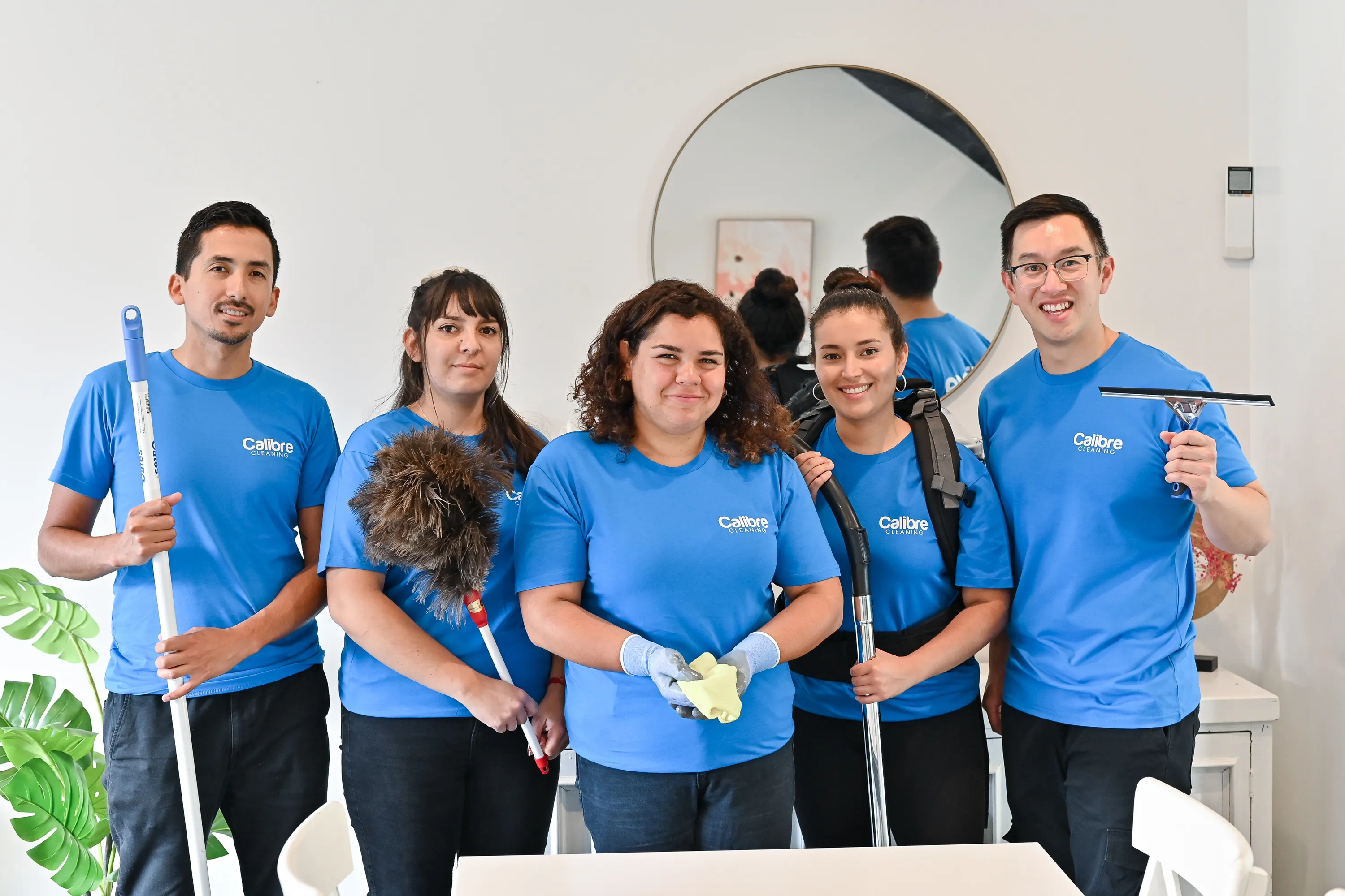 Professional cleaning team working in Gold Coast beachfront property