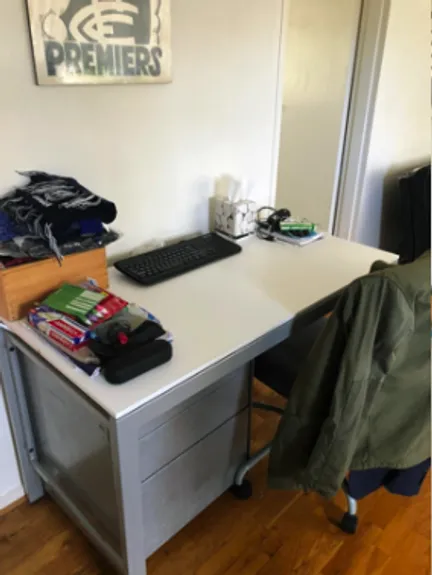 Office space after cleaning - tidy desk and polished floors