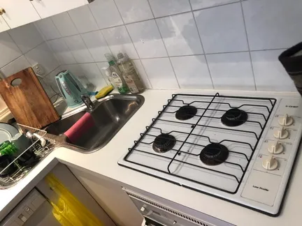 Kitchen after builders cleaning - gleaming and pristine