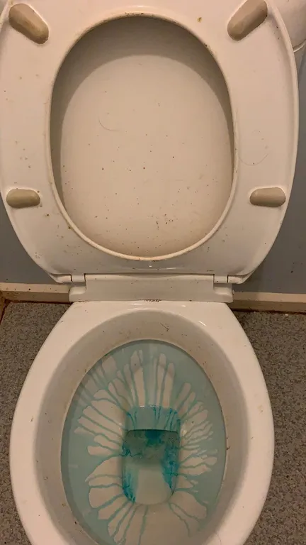 Bathroom before cleaning - stained tiles and fixtures