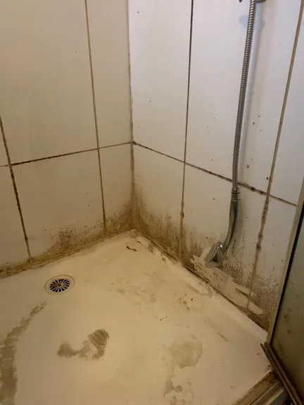 Kitchen before cleaning - dirty counters and appliances